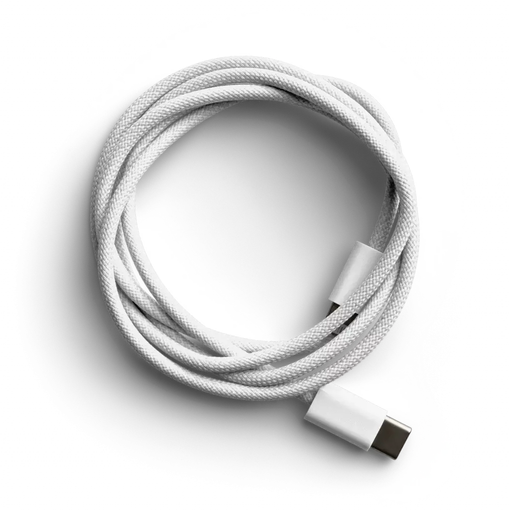 un câble de téléphone blanc