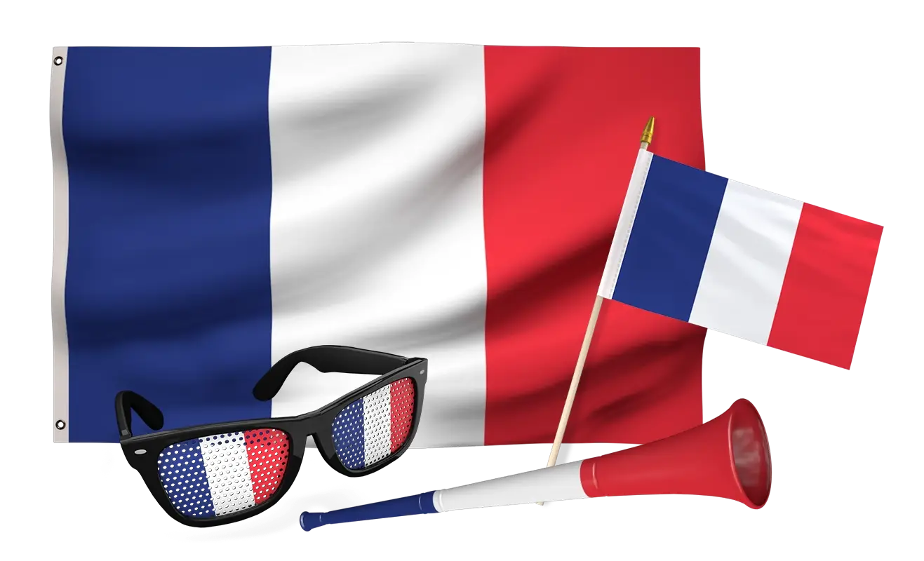 Kit supporter pour buralistes avec drapeau, lunettes, corne de brume