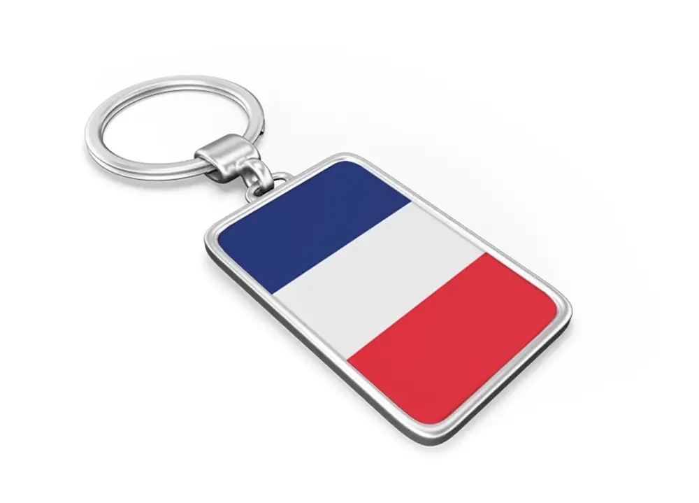 Un porte clé avec le drapeau de la France rectangle